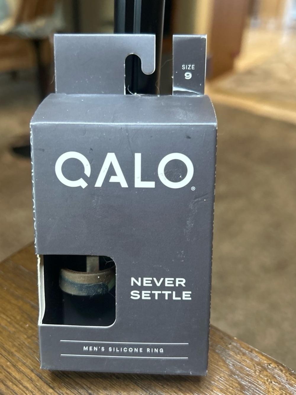 QALO Men's Silicone Ring — Black/Gray Size 9